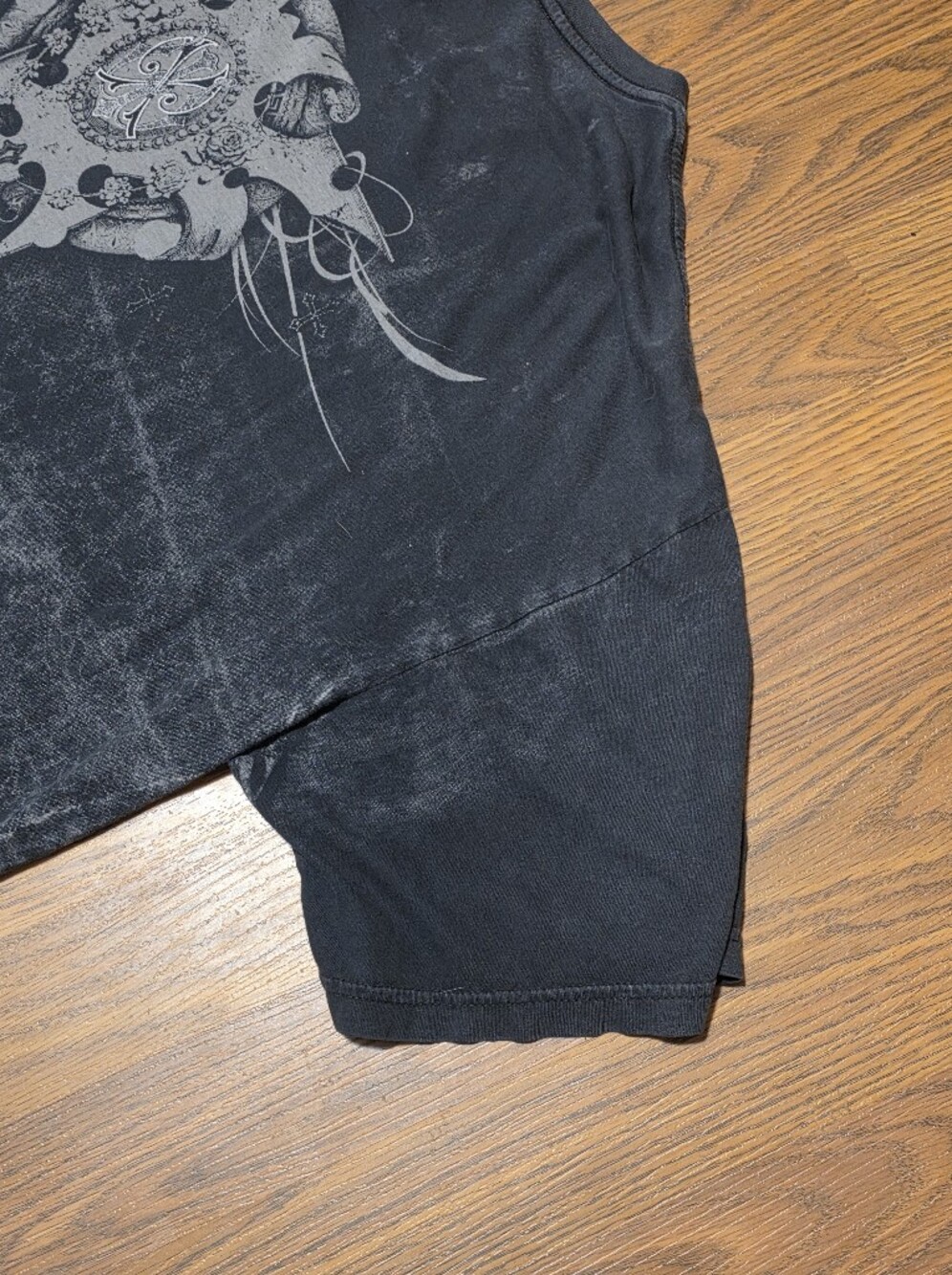 XZAVIER Mens XXL Black Winged Cross Graphic T Shirt Y2K Biker Tattoo Streetwear - Picture 7 of 8
